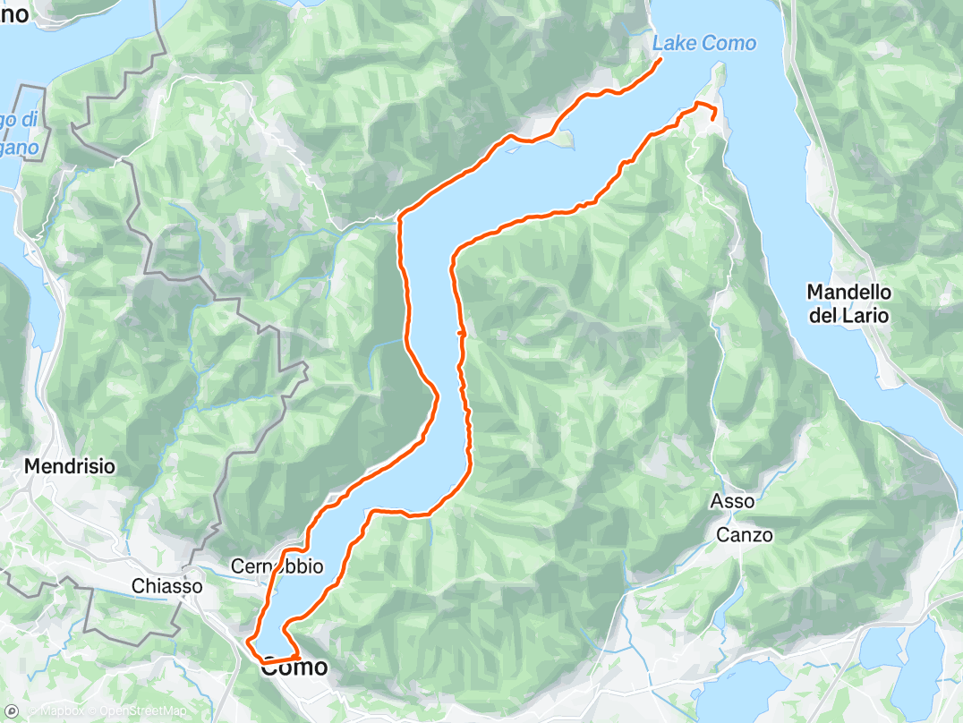 strava route of the bike route from bellagio to como and back