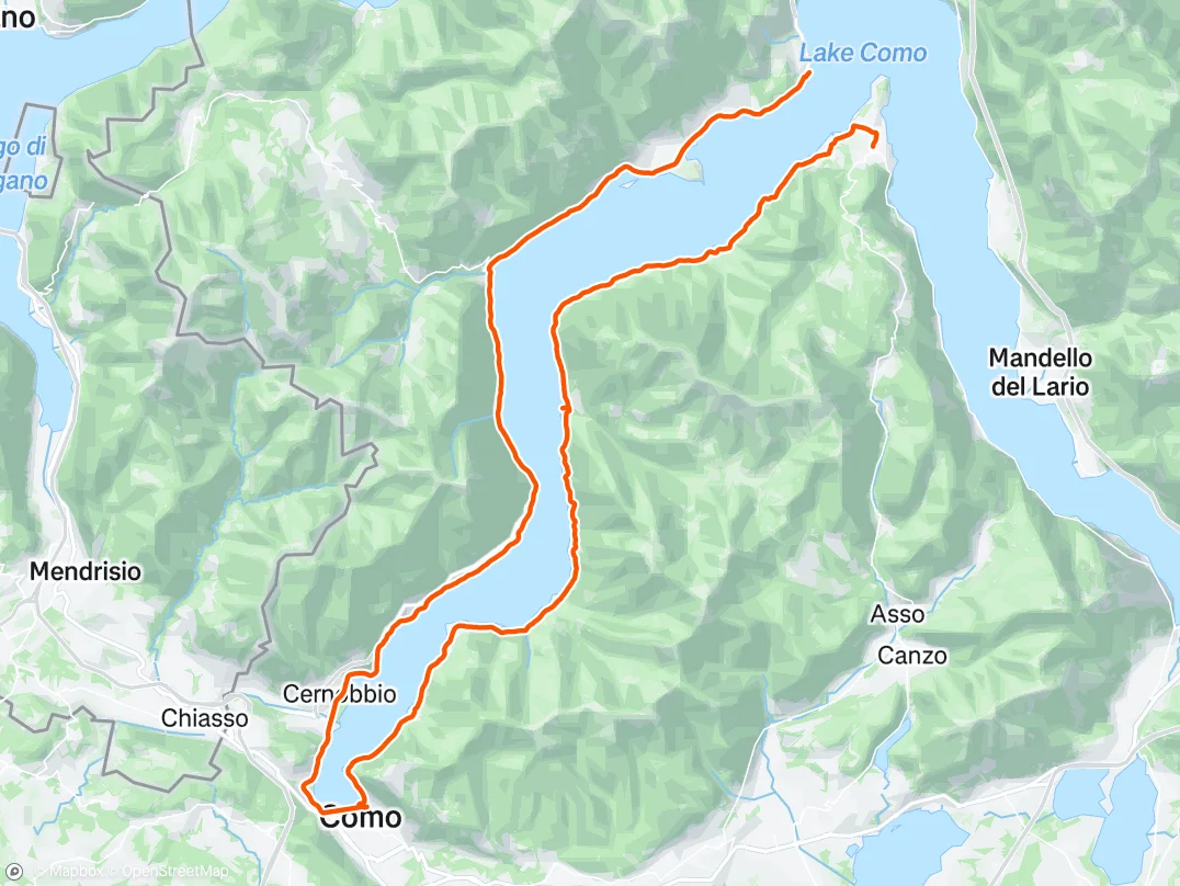 strava route of the bike route from bellagio to como and back